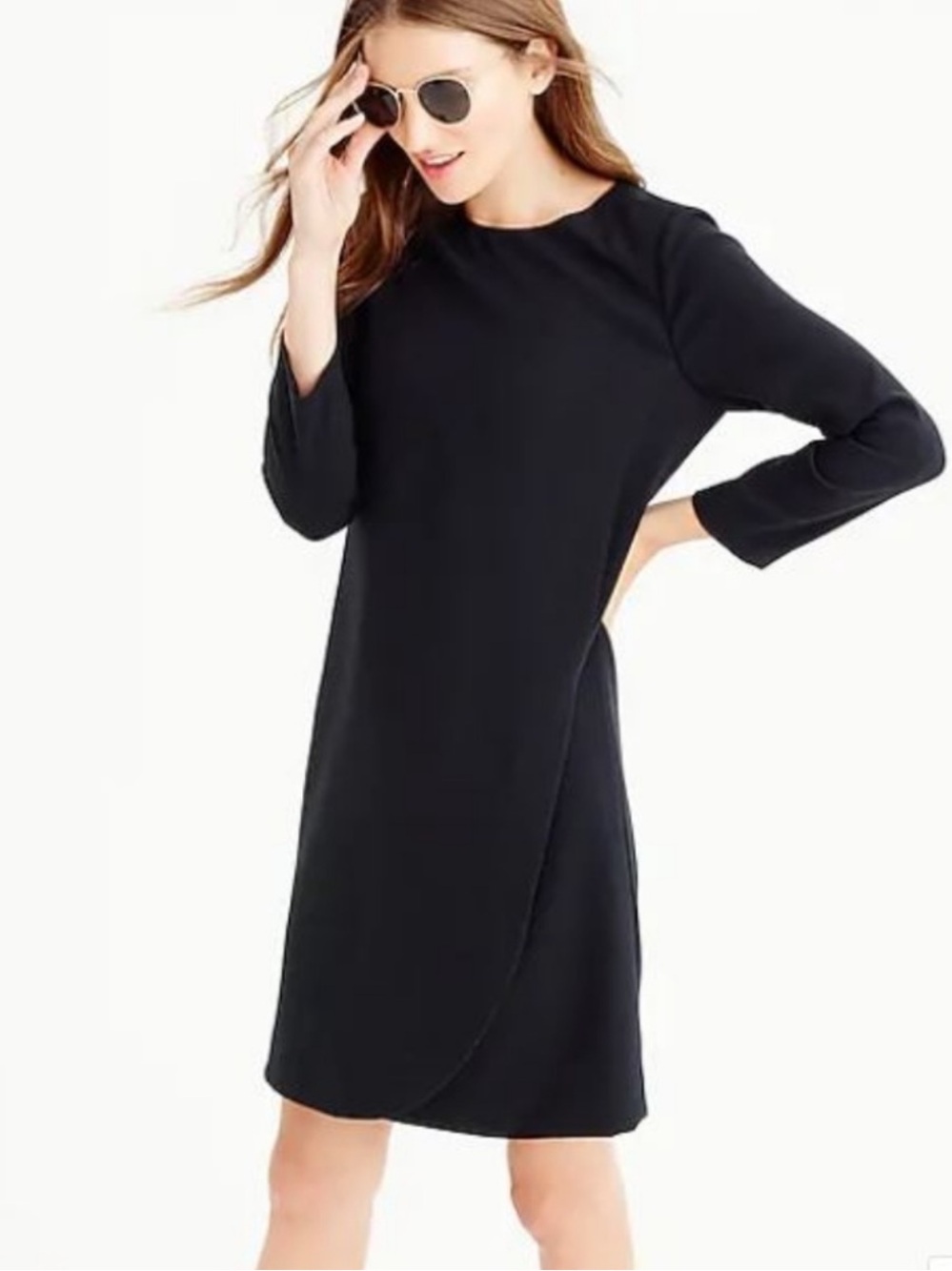 NEW* J. Crew Black Long Sleeve Classic Sheath Career Dress Formal Overlap 12